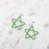 Open Star Matte Dangle Earrings - Green