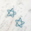 Open Star Matte Dangle Earrings - Blue