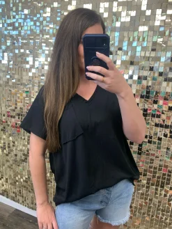 Outseam Oversized Pocket Top by POL - Black