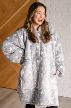 Oversized Blanket Hoodie in Grey Stars