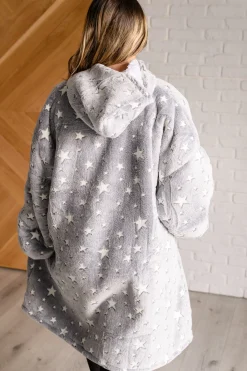 Oversized Blanket Hoodie in Grey Stars