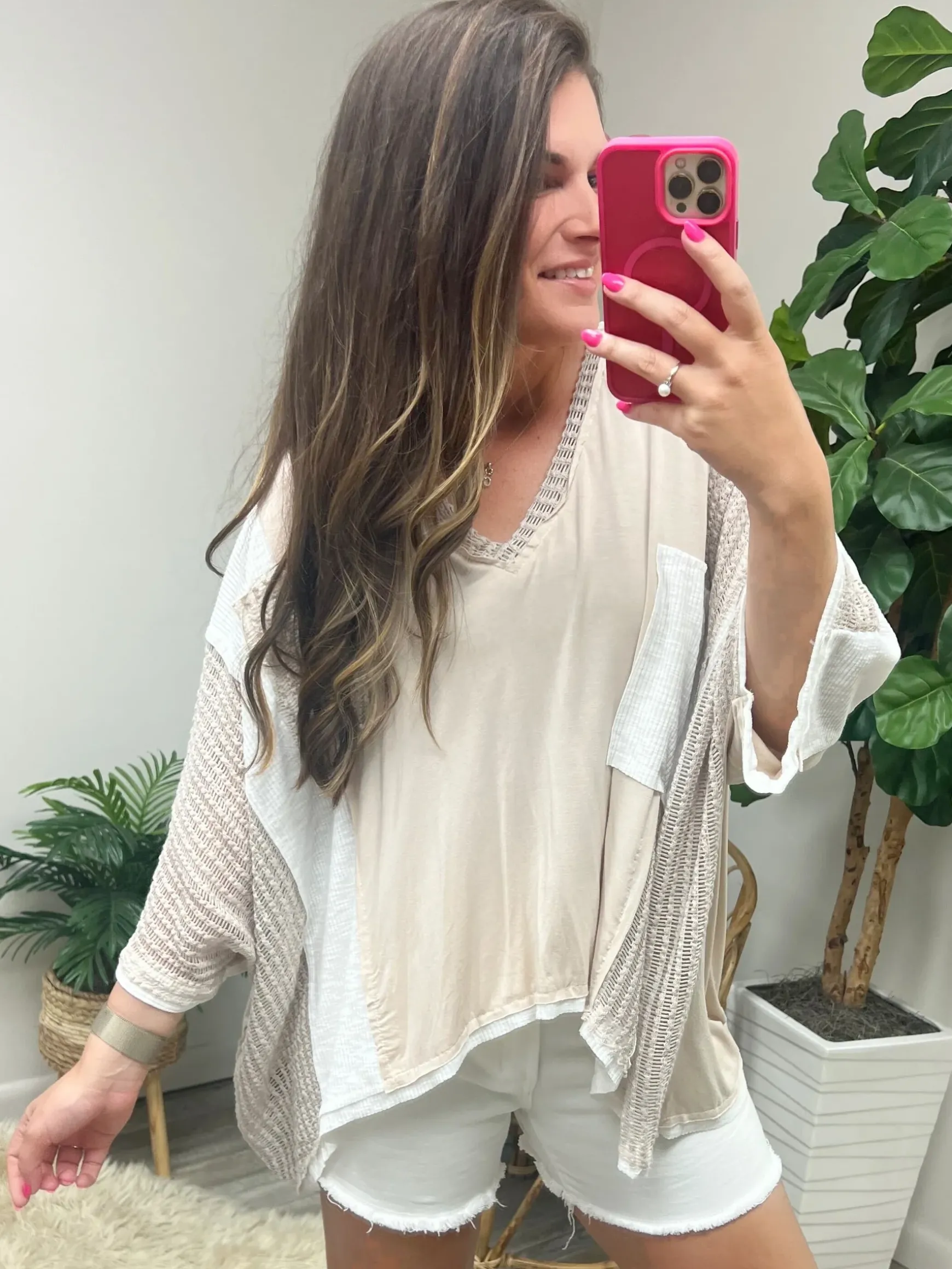 Oversized Multi-Textured Top from POL