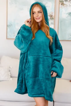Oversized Velour Blanket Hoodie in Green