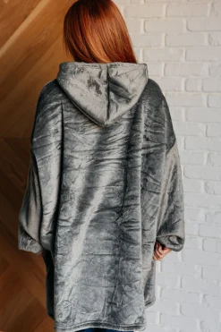 Oversized Velour Blanket Hoodie in Gray