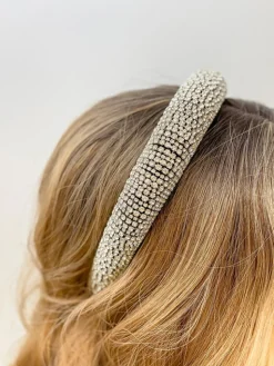 Padded Rhinestone Headband - Silver