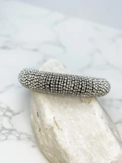 Padded Rhinestone Headband - Silver