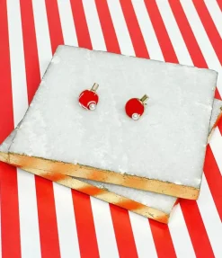 Paddle Ball Enamel Stud Earrings