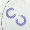 Painted Metal Chain Hoop Earrings - Purple