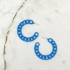 Painted Metal Chain Hoop Earrings - Blue