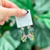 Palm Flamingo Enamel Dangle Earrings