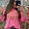 Party Queen Sparkle Sweatshirt - Pink by Mud Pie