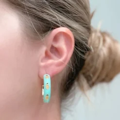 Pastel Pineapple Enamel Hoop Earrings