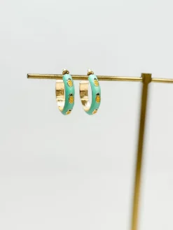 Pastel Pineapple Enamel Hoop Earrings