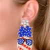Patriotic Pineapple Beaded Dangle Earrings