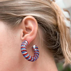 Patriotic Sequin Hoop Earrings