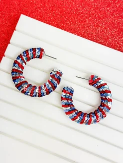 Patriotic Sequin Hoop Earrings