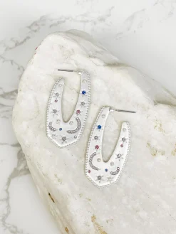 Pave Night Sky Hoop Earrings - Silver