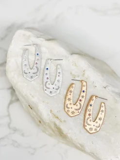 Pave Night Sky Hoop Earrings - Silver