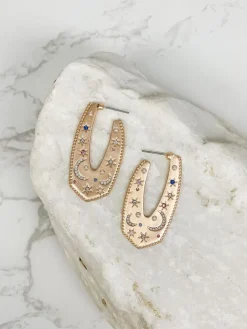 Pave Night Sky Hoop Earrings - Gold