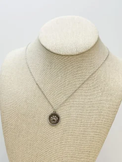 Paw Print Medallion Necklace - Silver