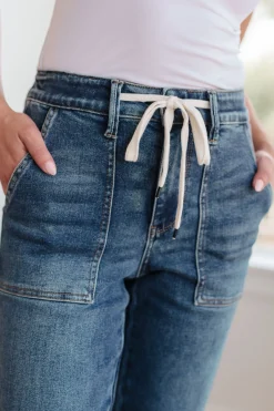 Payton Pull On Denim Joggers in Medium Wash by Judy Blue