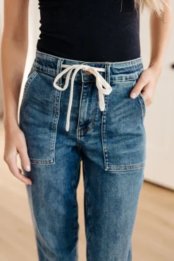 Payton Pull On Denim Joggers in Medium Wash by Judy Blue