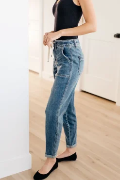 Payton Pull On Denim Joggers in Medium Wash by Judy Blue