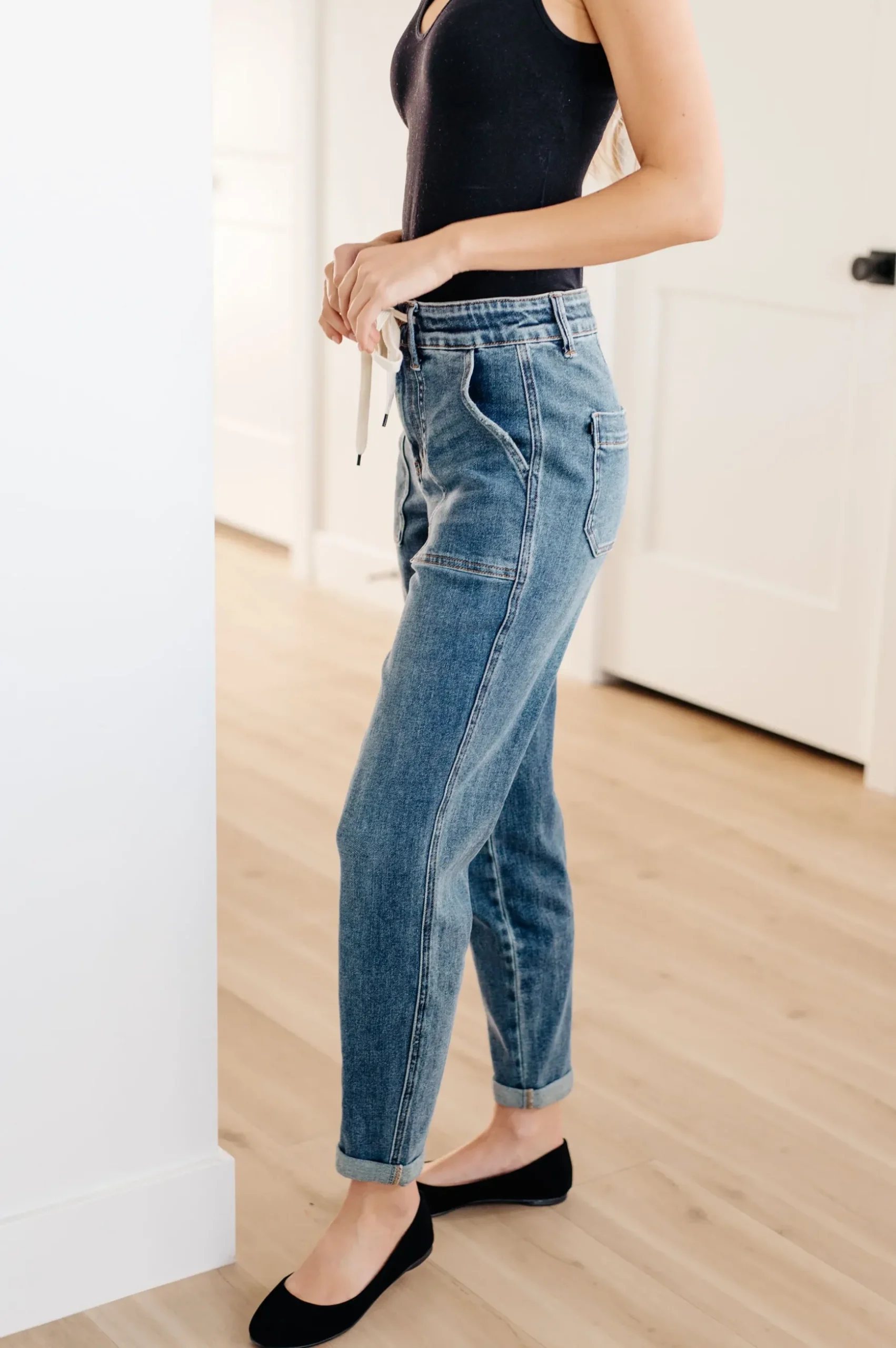 Payton Pull On Denim Joggers in Medium Wash by Judy Blue