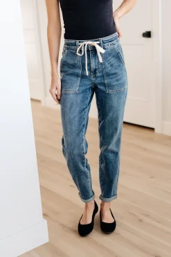 Payton Pull On Denim Joggers in Medium Wash by Judy Blue