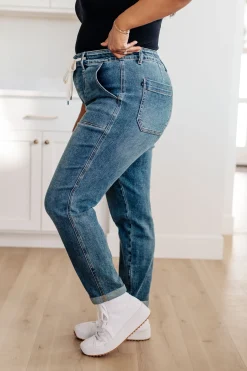 Payton Pull On Denim Joggers in Medium Wash by Judy Blue