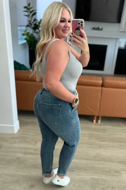 Payton Pull On Denim Joggers in Medium Wash by Judy Blue