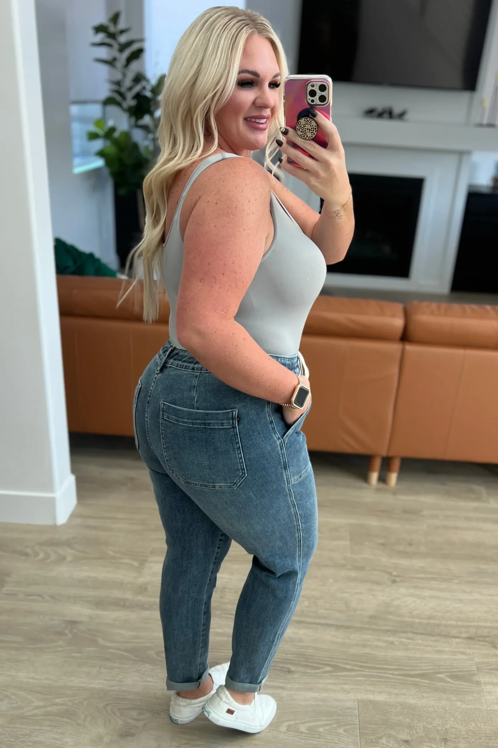 Payton Pull On Denim Joggers in Medium Wash by Judy Blue