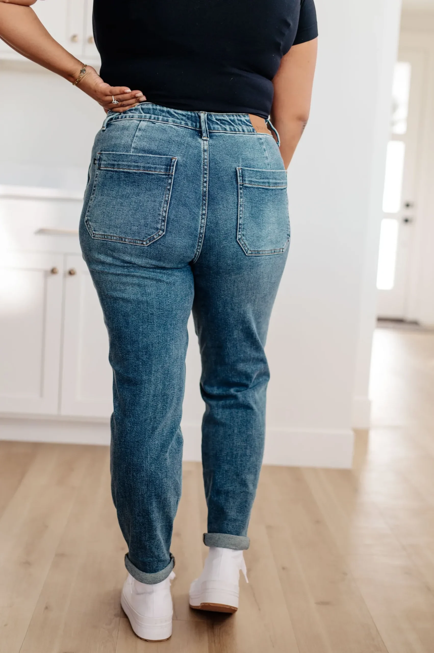 Payton Pull On Denim Joggers in Medium Wash by Judy Blue