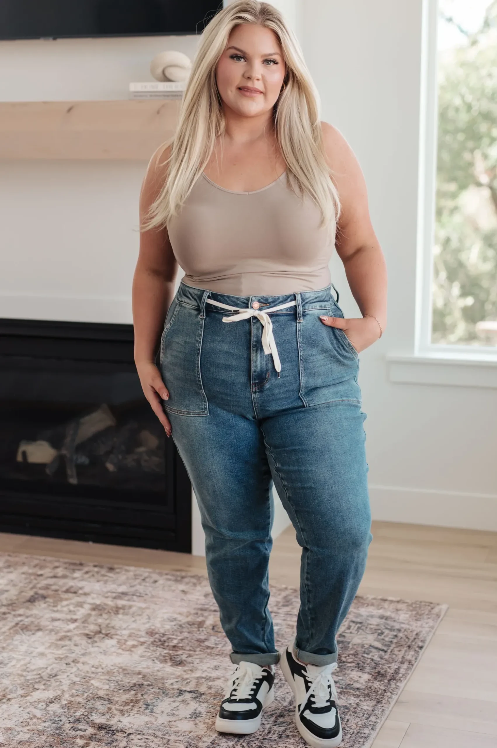 Payton Pull On Denim Joggers in Medium Wash by Judy Blue