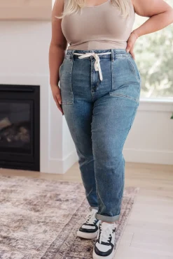 Payton Pull On Denim Joggers in Medium Wash by Judy Blue