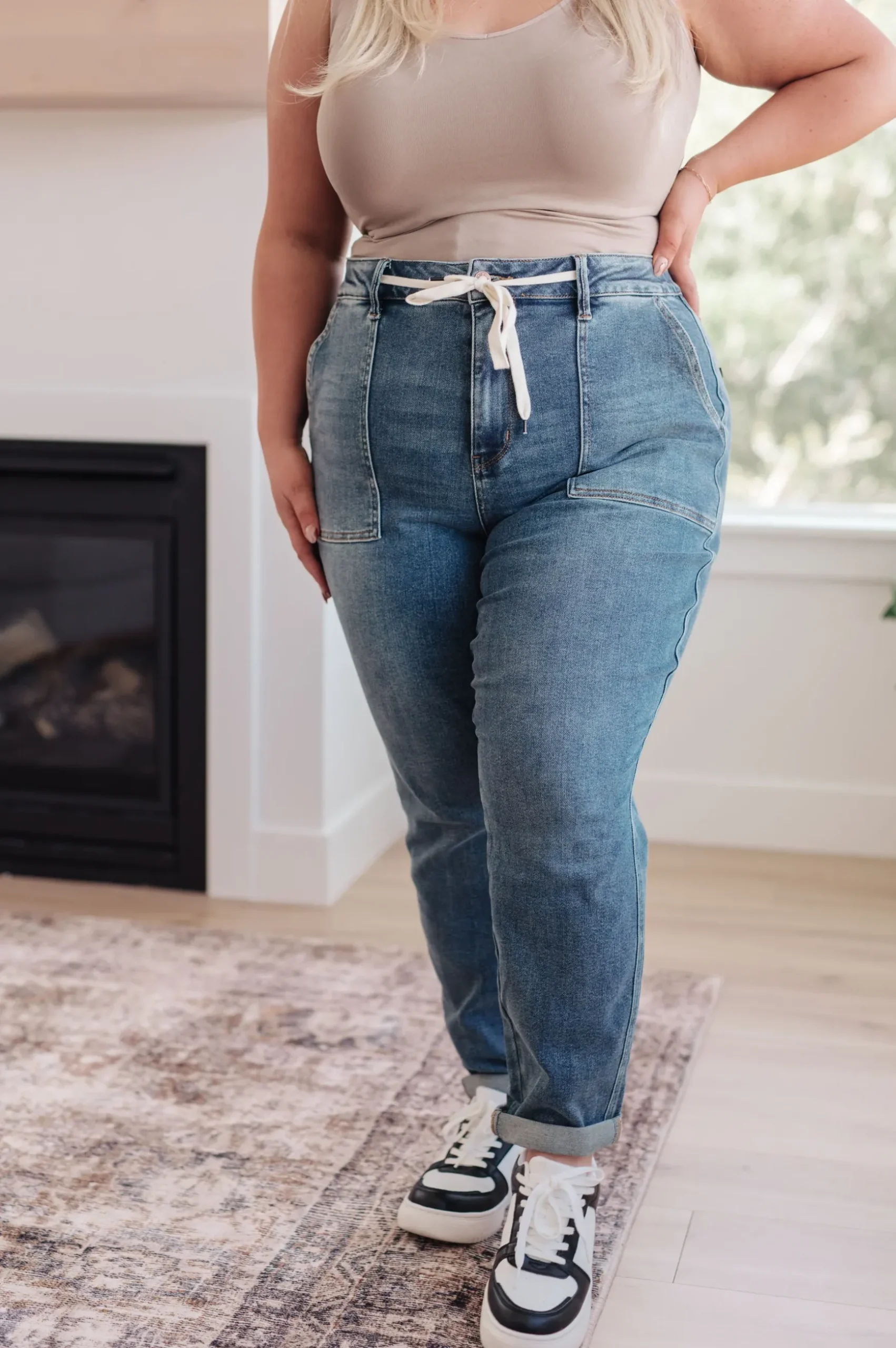 Payton Pull On Denim Joggers in Medium Wash by Judy Blue