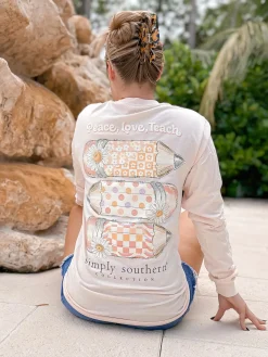 'Peace Love Teach' Long Sleeve Tee by Simply Southern