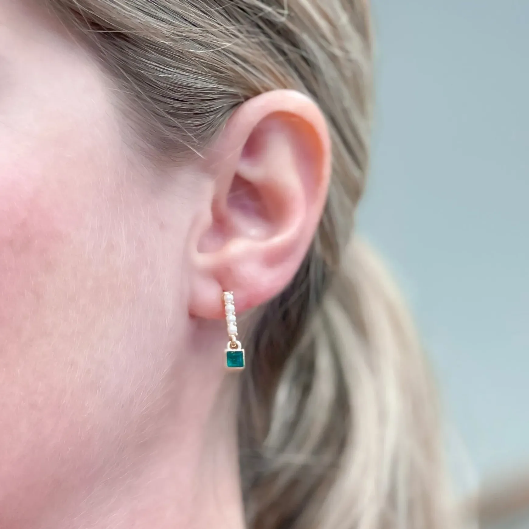 Pearl & Emerald Elegant Drop Earrings