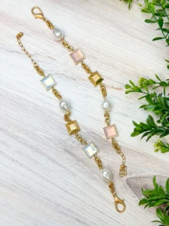 Pearl & Iridescent Stone Station Bracelet - Opal
