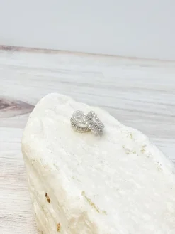 Pearl & Rhinestone Mini Hoop Earrings - Silver