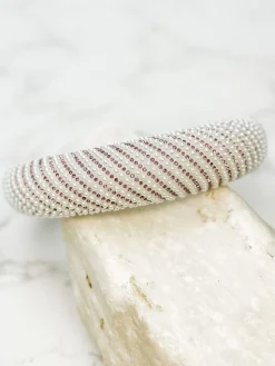 Pearl & Rhinestone Striped Padded Headband - Purple