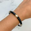 Pearl Beaded Acrylic Tube Bracelet - Black