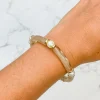 Pearl Beaded Acrylic Tube Bracelet - Beige