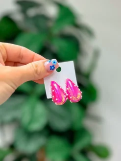 Pearl Bubble Drop Earrings - Pearlescent Pink