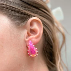 Pearl Bubble Drop Earrings - Pearlescent Pink