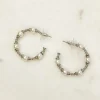 Pearl Cable Hoop Earrings - Silver