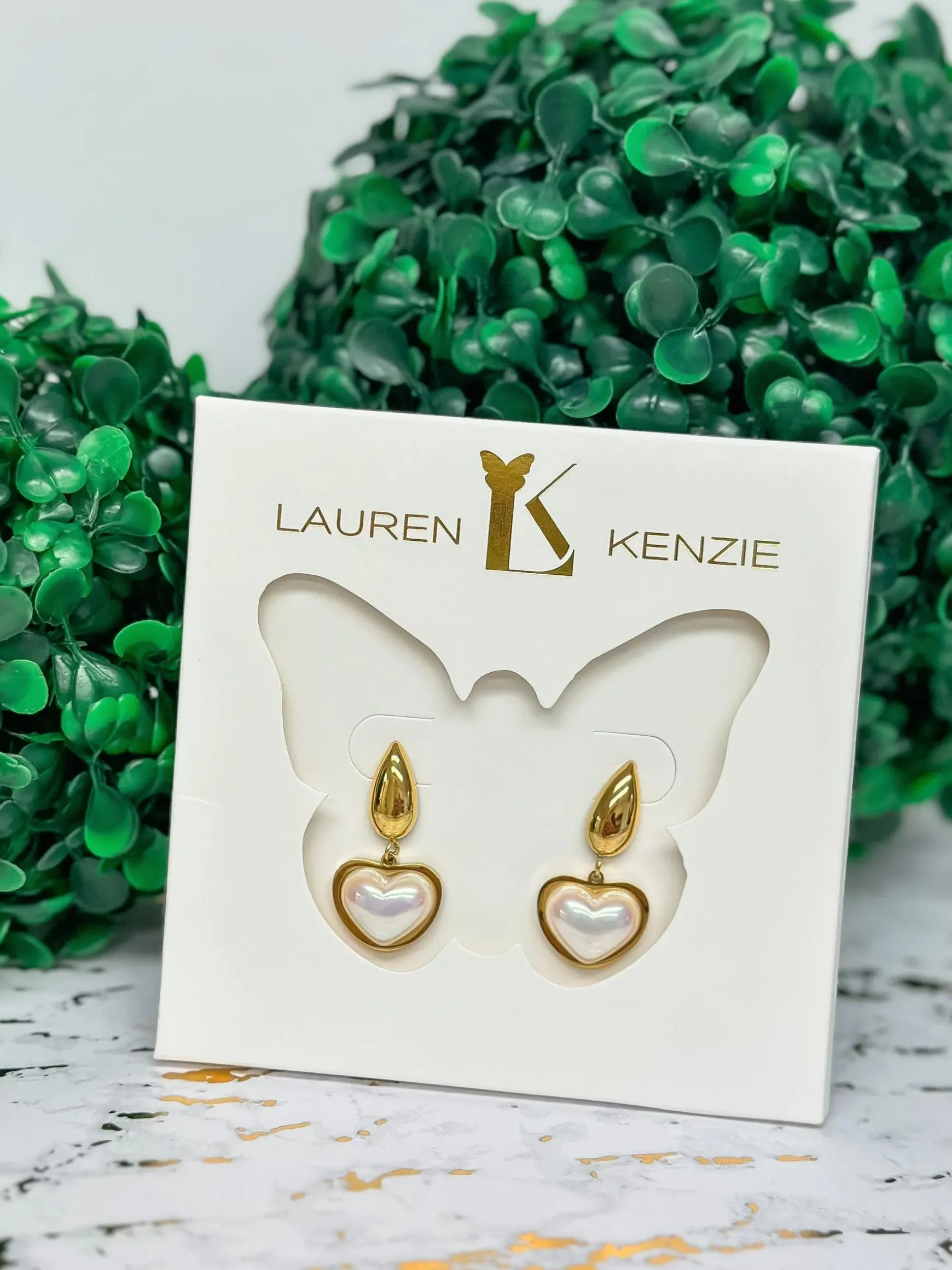 Pearl Heart Earrings by Lauren Kenzie