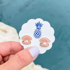Pearl Shell Signature Enamel Studs by Prep Obsessed