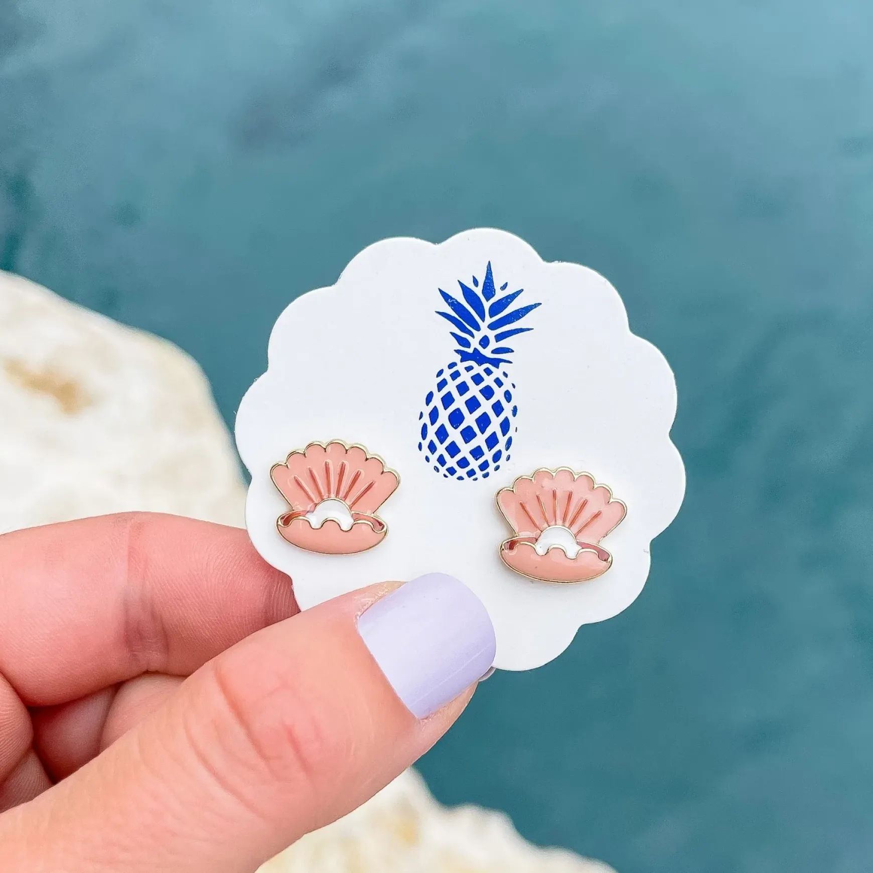 Pearl Shell Signature Enamel Studs by Prep Obsessed