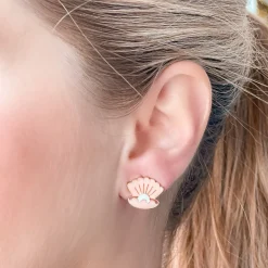 Pearl Shell Signature Enamel Studs by Prep Obsessed